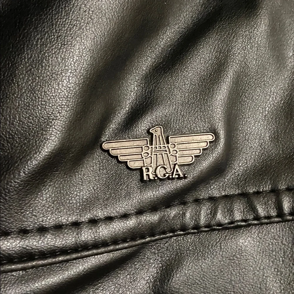 R.G.A Reported Black Leather Jacket coat men’ button down retro Y2K vintage XL